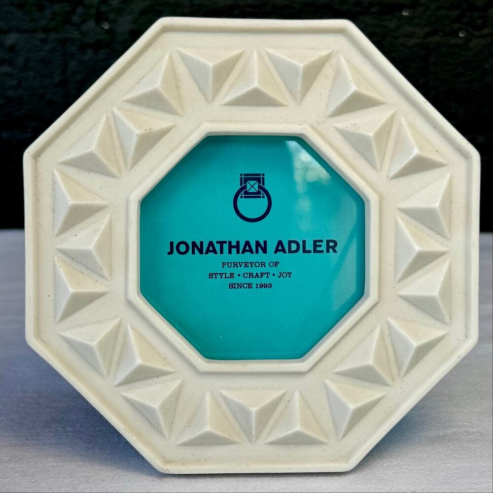 Jonathan Adler Charade Studded Octagonal Mini Picture Frame White Porcelain